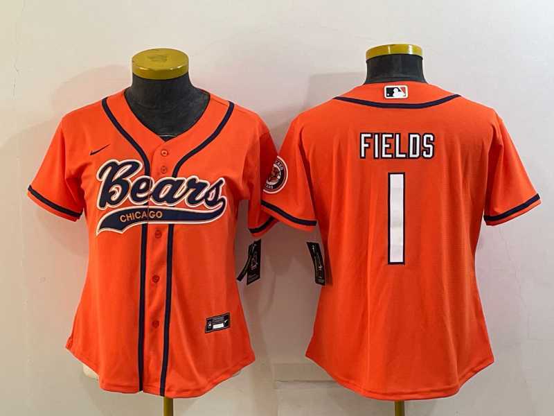 Women's Chicago Bears #1 Justin Fields Orange With Patch Cool Base Stitched Baseball Jersey,We sell and wholesale Women's Chicago Bears #1 Justin Fields Orange With Patch Cool Base Stitched Baseball Jersey on line form chian!